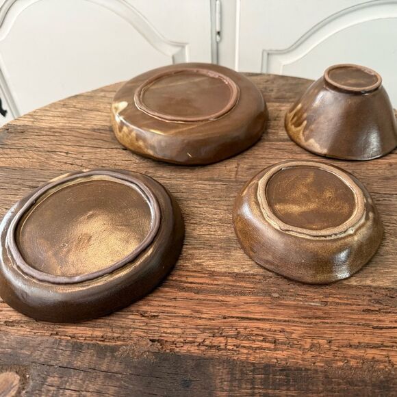 Handcrafted Brown Pottery Set 4 Piece Set - Picture 10 of 10